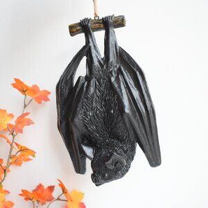 Resin Hanging Black Vampire Bat Gothic Farmhouse Fall Halloween Spooky Decor